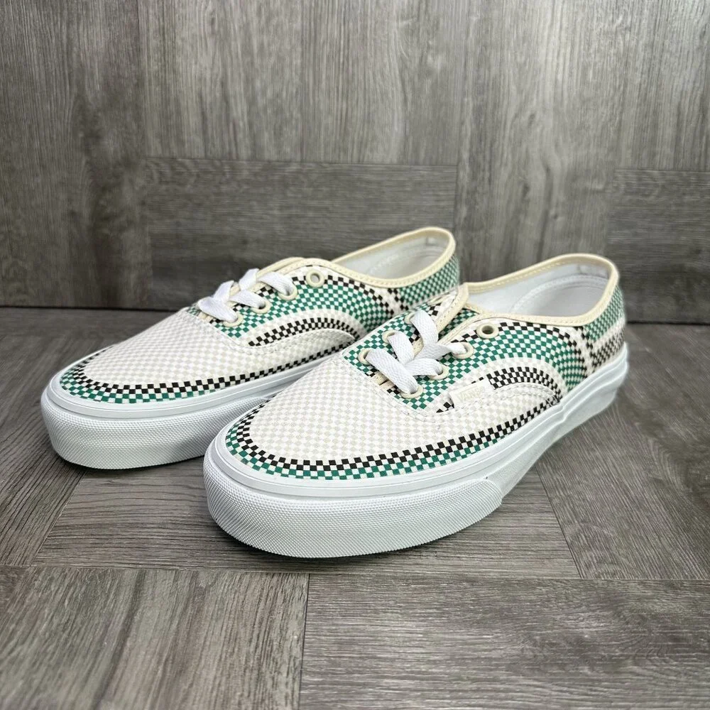 Vans‎ Authentic Sneakers Women 6.5 Green Checkerboard Canvas Low Top NEW